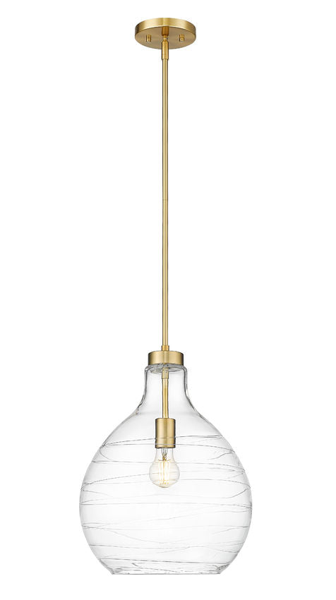 Z-Lite Bon Air 13" 1-Light Modern Gold Steel and Clear Glass Shade Pendant Light