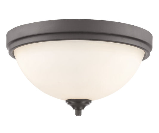 Z-Lite Bordeaux 15" 3-Light Bronze Flush Mount Lighting With Matte Opal Glass Shade