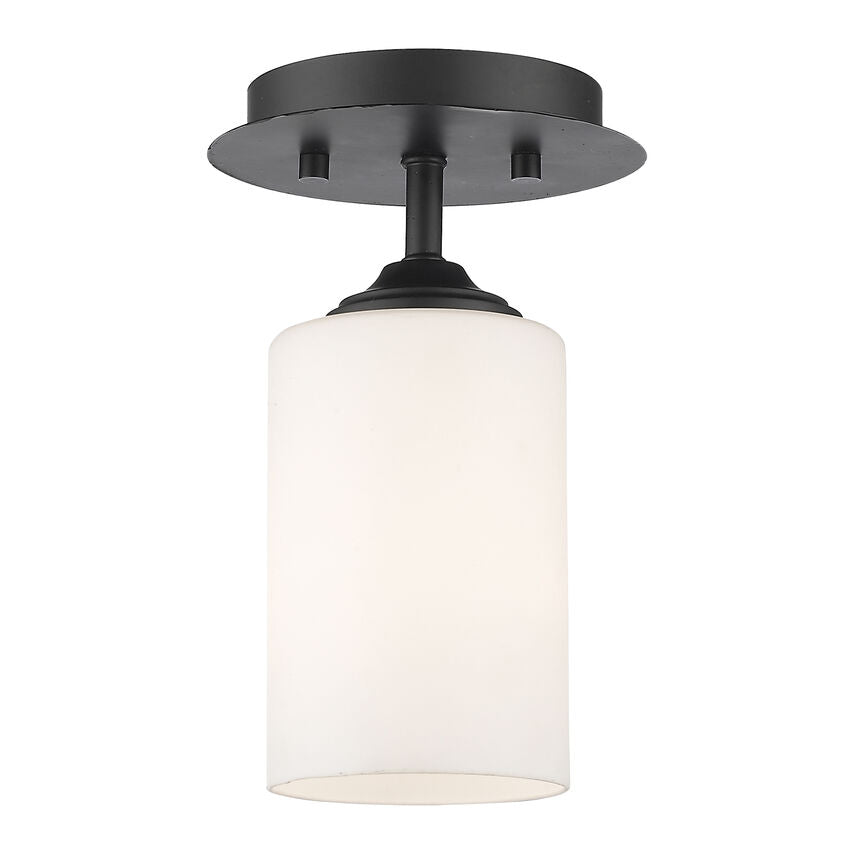 Z-Lite Bordeaux 6" 1-Light Bronze Flush Mount Lighting With Matte Opal Glass Shade