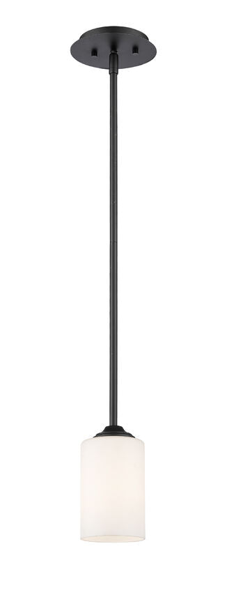 Z-Lite Bordeaux 6" 1-Light Bronze Mini Pendant Light With Matte Opal Glass Shade