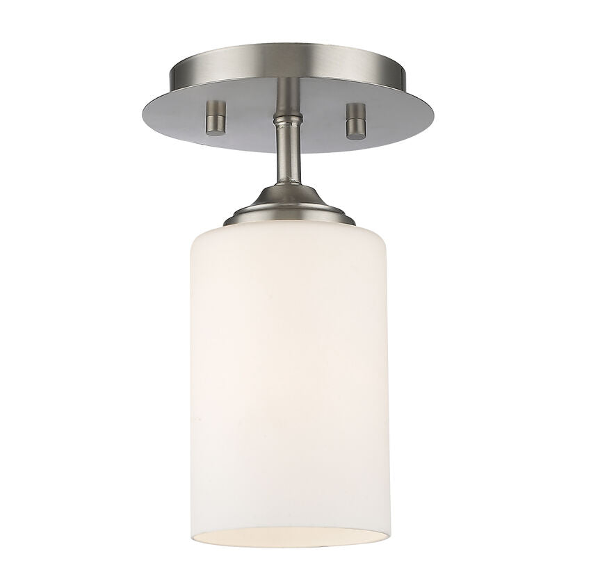 Z-Lite Bordeaux 6" 1-Light Brushed Nickel Flush Mount Lighting With Matte Opal Glass Shade