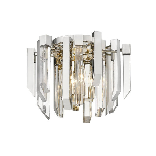 Z-Lite Bova 17" 4-Light Clear Crystal Shade Flush Mount With Polished Nickel Frame Finish