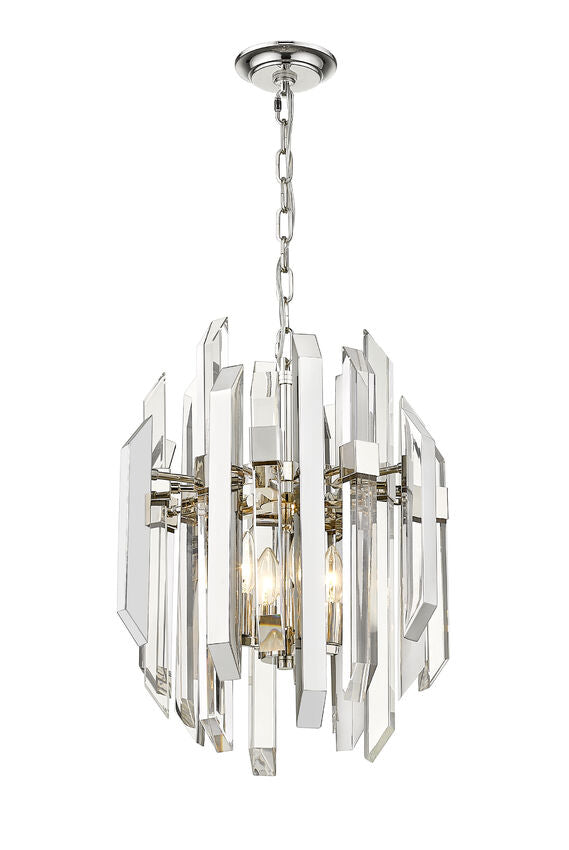 Z-Lite Bova 17" 4-Light Polished Nickel Pendant Light With Clear Crystal Shade
