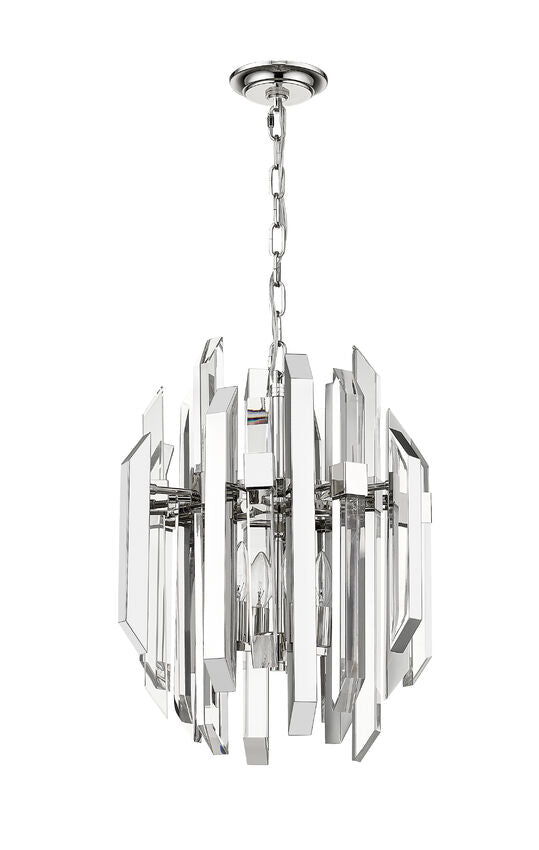 Z-Lite Bova 17" 4-Light Polished Nickel Pendant Light With Clear Crystal Shade
