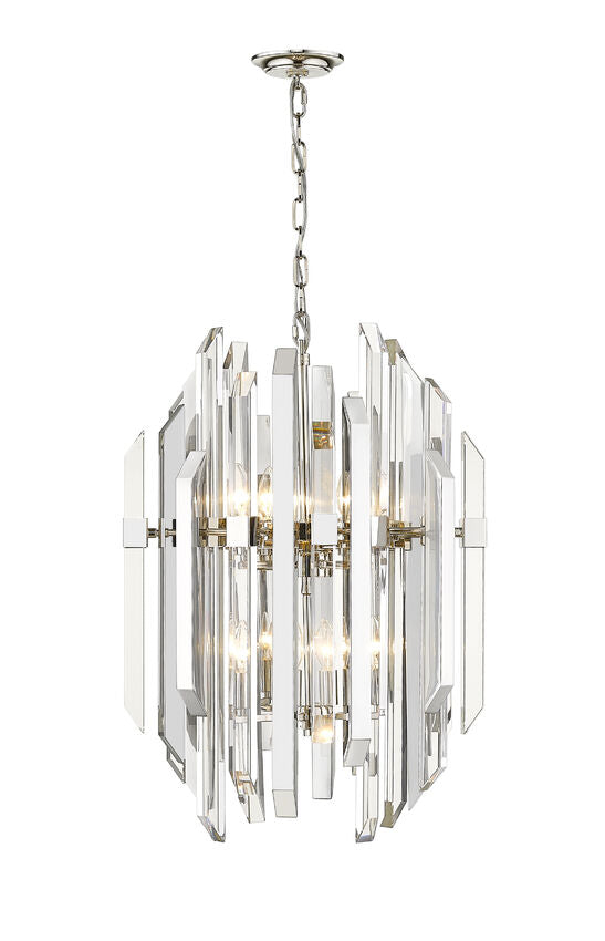 Z-Lite Bova 20" 9-Light Polished Nickel Pendant Light With Clear Crystal Shade