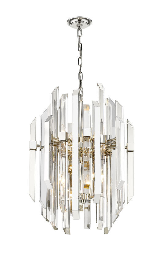 Z-Lite Bova 20" 9-Light Polished Nickel Pendant Light With Clear Crystal Shade