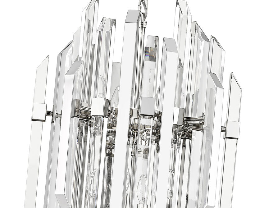 Z-Lite Bova 20" 9-Light Polished Nickel Pendant Light With Clear Crystal Shade