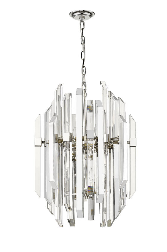 Z-Lite Bova 20" 9-Light Polished Nickel Pendant Light With Clear Crystal Shade