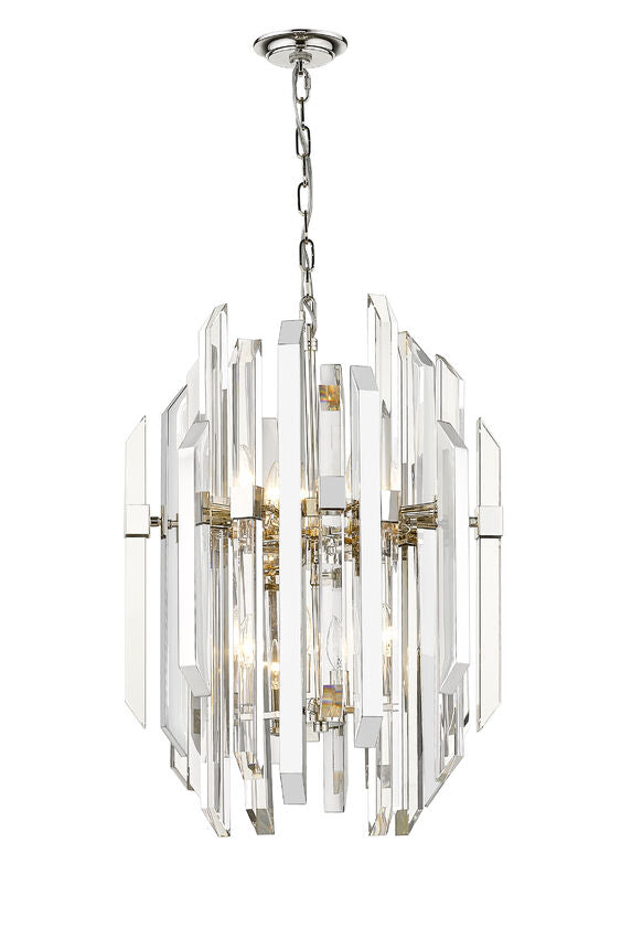 Z-Lite Bova 20" 9-Light Polished Nickel Pendant Light With Clear Crystal Shade