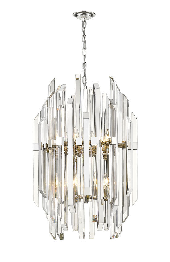 Z-Lite Bova 23" 12-Light Polished Nickel Pendant Light With Clear Crystal Shade