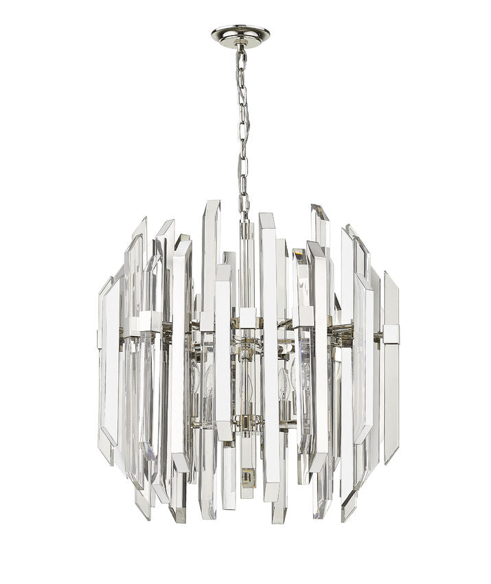 Z-Lite Bova 26" 6-Light Polished Nickel Pendant Light With Clear Crystal Shade