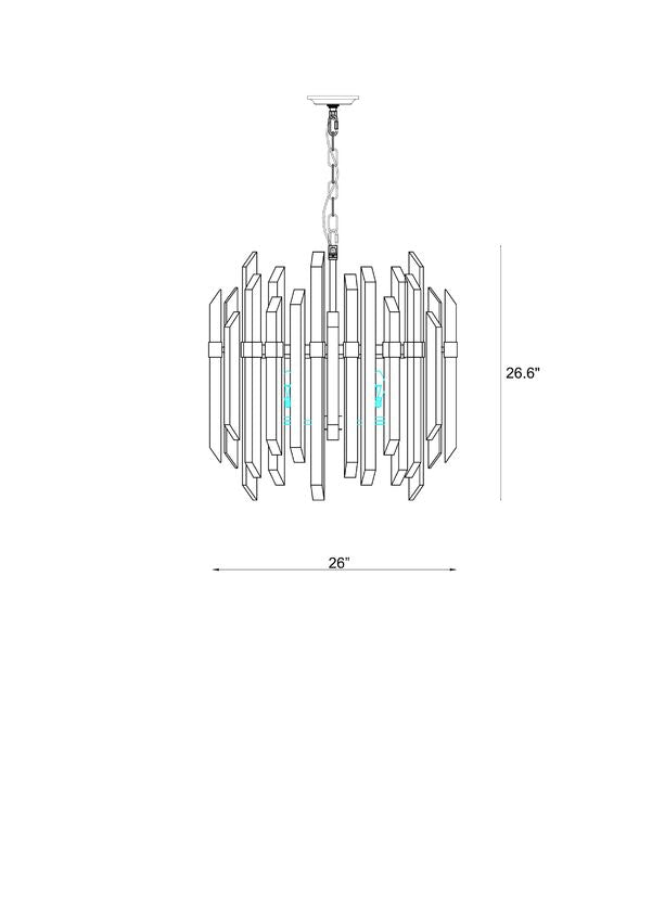 Z-Lite Bova 26" 6-Light Polished Nickel Pendant Light With Clear Crystal Shade