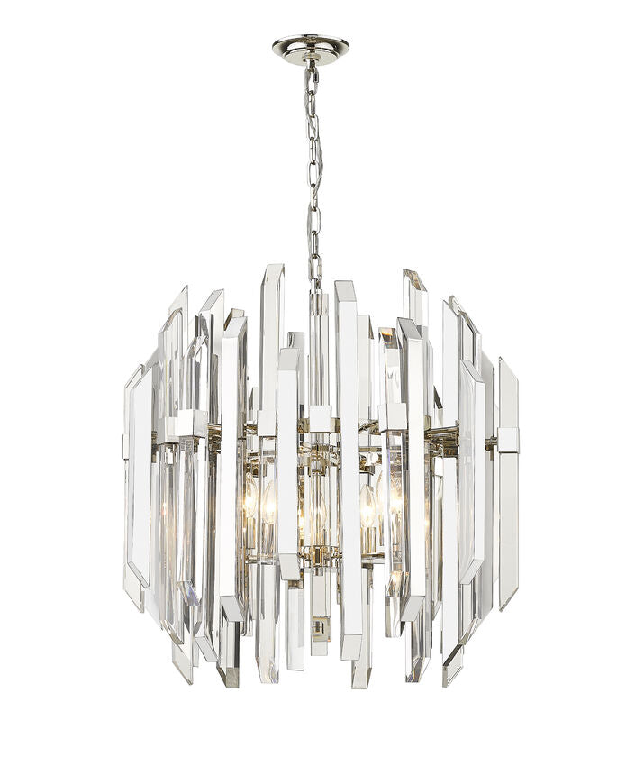 Z-Lite Bova 26" 6-Light Polished Nickel Pendant Light With Clear Crystal Shade