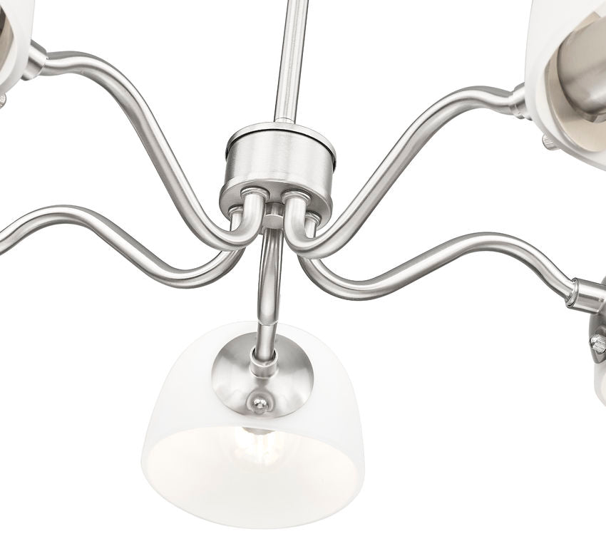 Z-Lite Breton 33" 5-Light Brushed Nickel Steel Frame White Glass Shade Chandelier