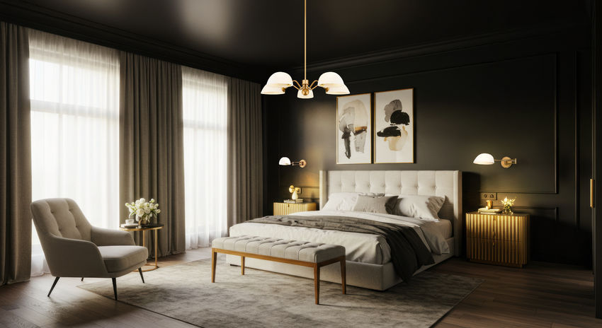 Z-Lite Breton 33" 5-Light Modern Gold Steel Frame White Glass Shade Chandelier