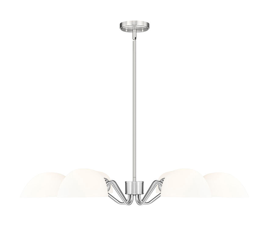 Z-Lite Breton 39" 6-Light Brushed Nickel Steel Frame White Glass Shade Chandelier
