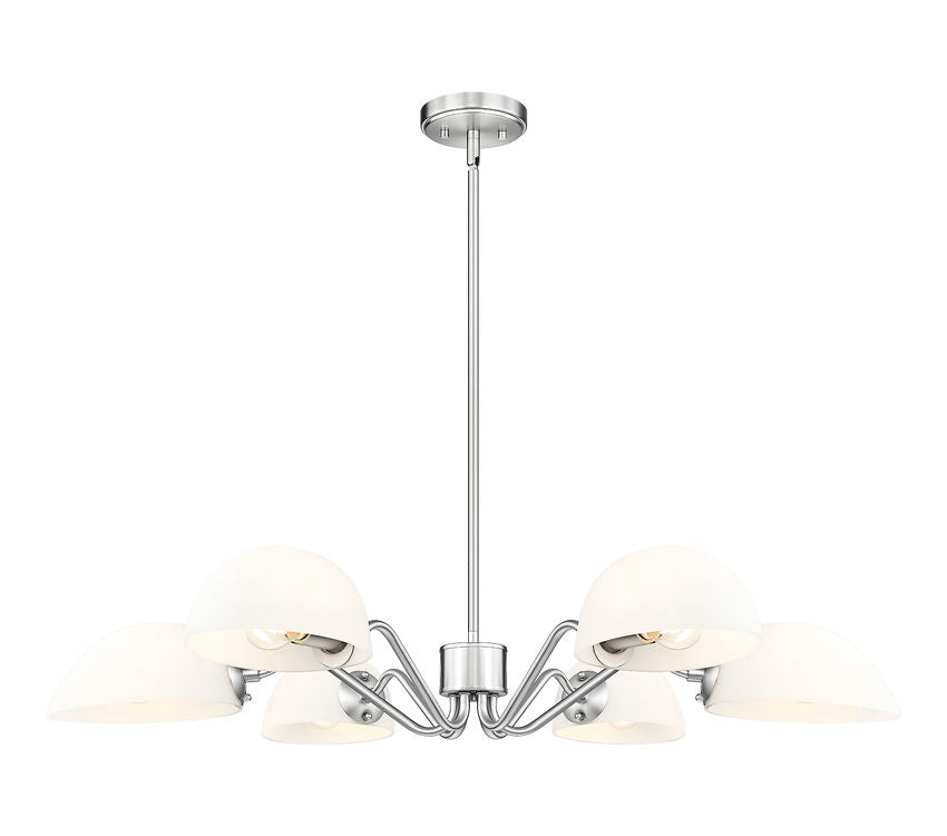 Z-Lite Breton 39" 6-Light Brushed Nickel Steel Frame White Glass Shade Chandelier