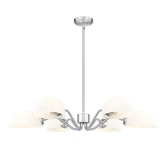 Z-Lite Breton 39" 6-Light Brushed Nickel Steel Frame White Glass Shade Chandelier