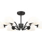 Z-Lite Breton 39" 6-Light Matte Black Steel Frame White Glass Shade Chandelier