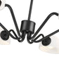 Z-Lite Breton 39" 6-Light Matte Black Steel Frame White Glass Shade Chandelier
