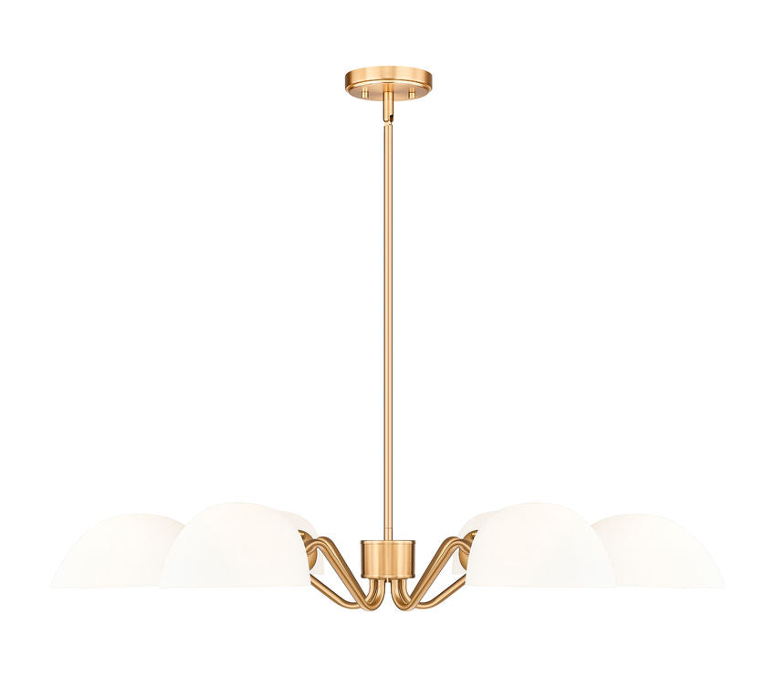 Z-Lite Breton 39" 6-Light Modern Gold Steel Frame White Glass Shade Chandelier