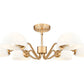 Z-Lite Breton 39" 6-Light Modern Gold Steel Frame White Glass Shade Chandelier