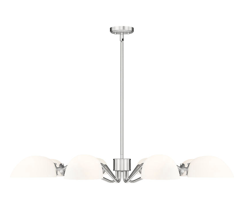 Z-Lite Breton 46" 8-Light Brushed Nickel Steel Frame White Glass Shade Chandelier