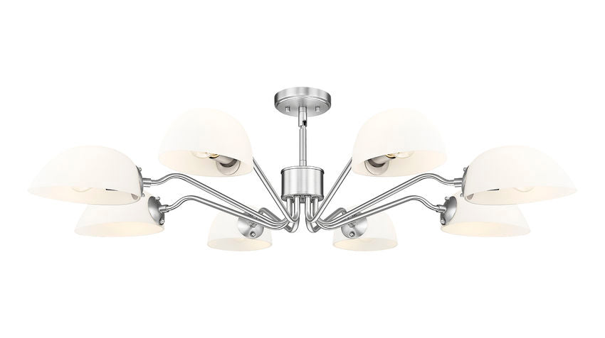 Z-Lite Breton 46" 8-Light Brushed Nickel Steel Frame White Glass Shade Chandelier