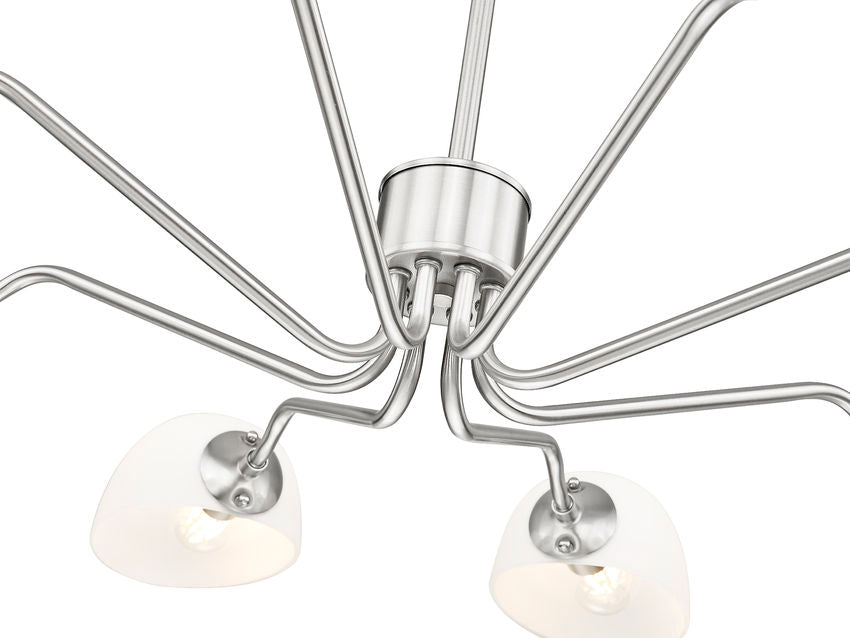 Z-Lite Breton 46" 8-Light Brushed Nickel Steel Frame White Glass Shade Chandelier