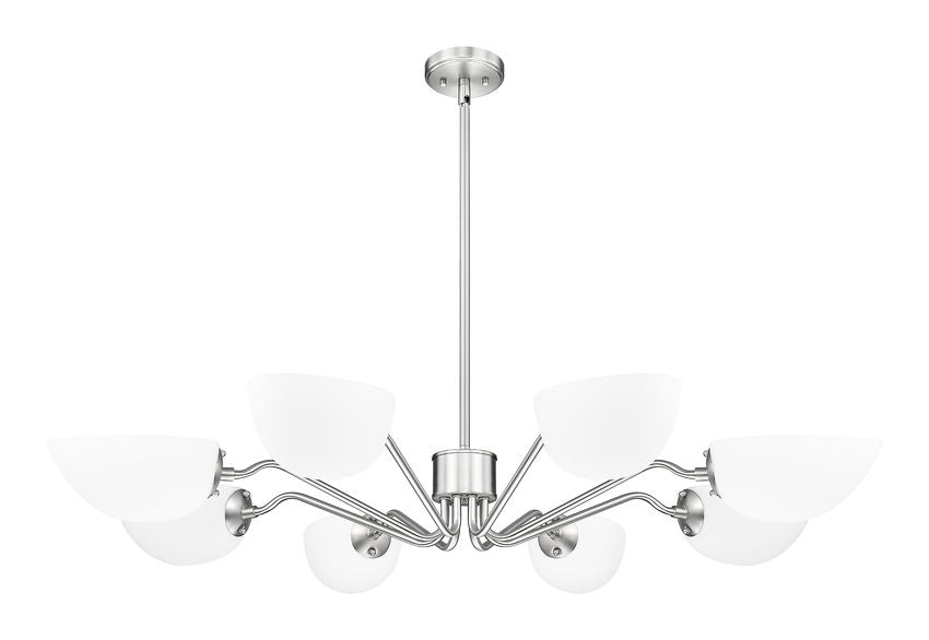 Z-Lite Breton 46" 8-Light Brushed Nickel Steel Frame White Glass Shade Chandelier
