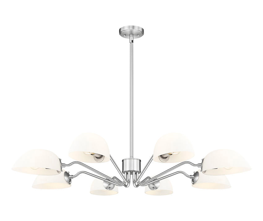 Z-Lite Breton 46" 8-Light Brushed Nickel Steel Frame White Glass Shade Chandelier
