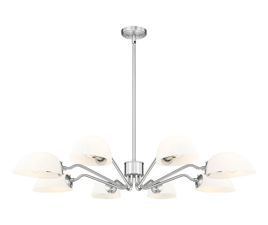 Z-Lite Breton 46" 8-Light Brushed Nickel Steel Frame White Glass Shade Chandelier
