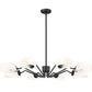 Z-Lite Breton 46" 8-Light Matte Black Steel Frame White Glass Shade Chandelier