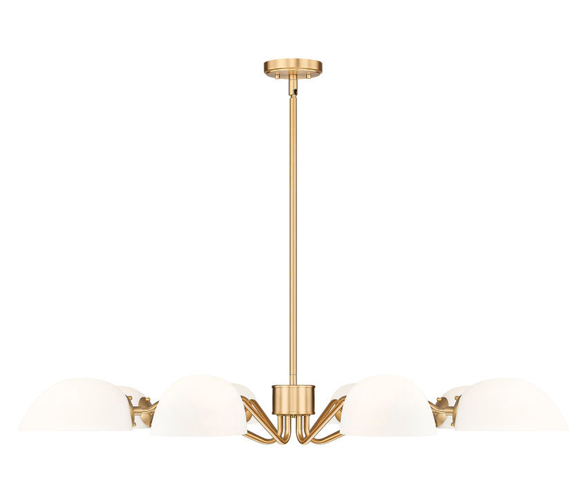 Z-Lite Breton 46" 8-Light Modern Gold Steel Frame White Glass Shade Chandelier