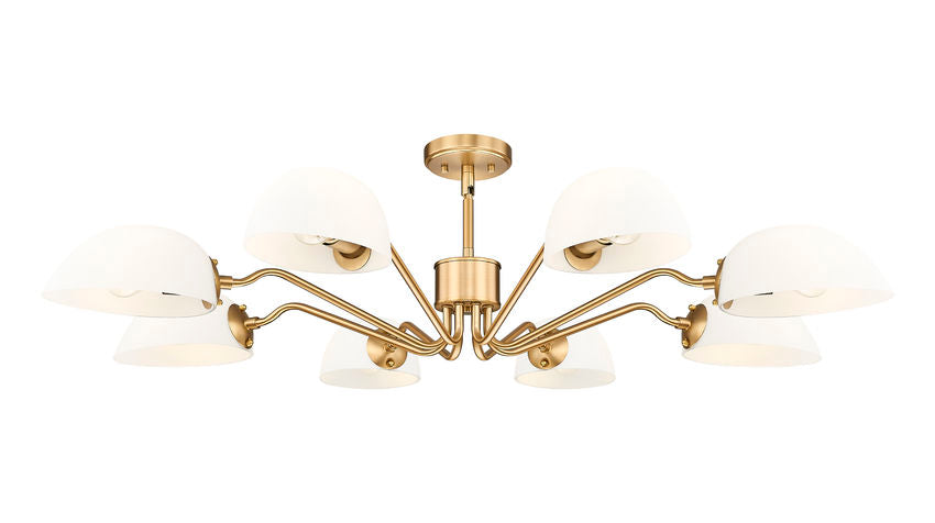 Z-Lite Breton 46" 8-Light Modern Gold Steel Frame White Glass Shade Chandelier