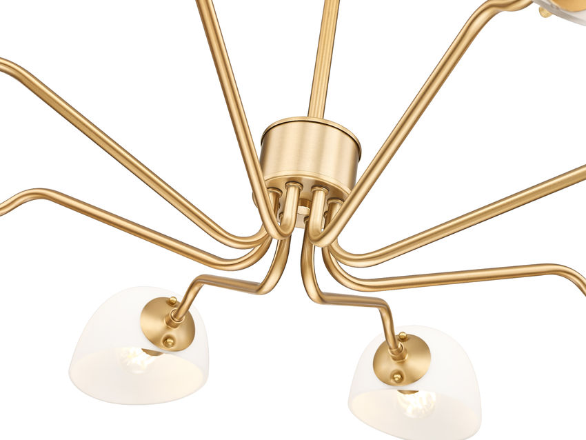 Z-Lite Breton 46" 8-Light Modern Gold Steel Frame White Glass Shade Chandelier