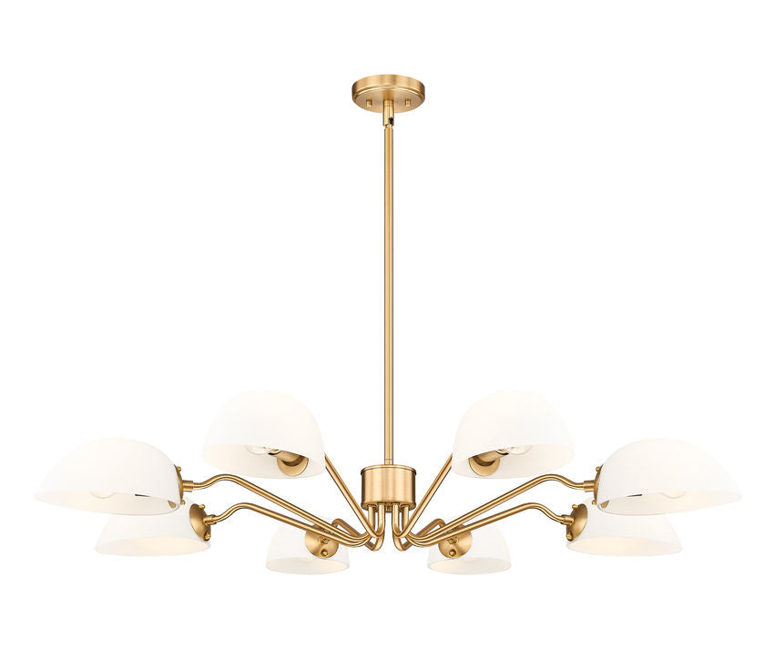 Z-Lite Breton 46" 8-Light Modern Gold Steel Frame White Glass Shade Chandelier