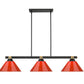 Z-Lite Bronte 14" 3-Light Medium Bulb Base Matte Black and Rubbed Brass Steel Red Plastic Shade Billiard Lighting