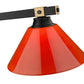 Z-Lite Bronte 14" 3-Light Medium Bulb Base Matte Black and Rubbed Brass Steel Red Plastic Shade Billiard Lighting
