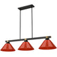 Z-Lite Bronte 14" 3-Light Medium Bulb Base Matte Black and Rubbed Brass Steel Red Plastic Shade Billiard Lighting