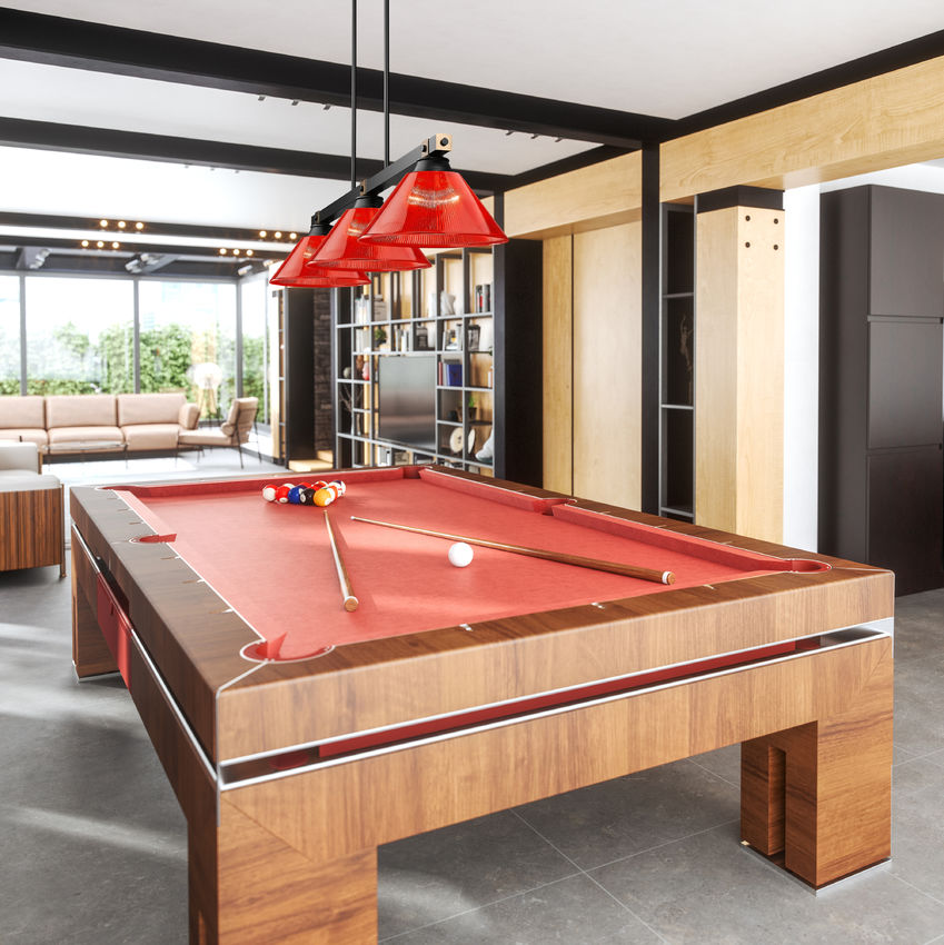 Z-Lite Bronte 14" 3-Light Medium Bulb Base Matte Black and Rubbed Brass Steel Red Plastic Shade Billiard Lighting