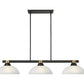 Z-Lite Bronte 14" 3-Light Medium Bulb Base Matte Black and Rubbed Brass Steel White Linen Glass Shade Billiard Lighting