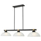 Z-Lite Bronte 14" 3-Light Medium Bulb Base Matte Black and Rubbed Brass Steel White Linen Glass Shade Billiard Lighting