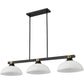 Z-Lite Bronte 14" 3-Light Medium Bulb Base Matte Black and Rubbed Brass Steel White Linen Glass Shade Billiard Lighting