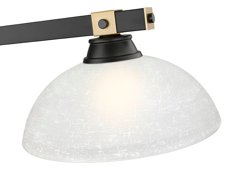 Z-Lite Bronte 14" 3-Light Medium Bulb Base Matte Black and Rubbed Brass Steel White Linen Glass Shade Billiard Lighting