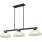 Z-Lite Bronte 14" 3-Light Medium Bulb Base Matte Black and Rubbed Brass Steel White Linen Glass Shade Billiard Lighting