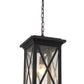 Z-Lite Brookside 10" 1-Light Black Aluminum Outdoor Chain Mount Ceiling Fixture With Clear Seedy Glass Shade