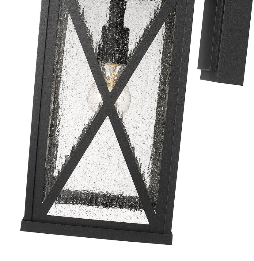 Z-Lite Brookside 10" 1-Light Black Aluminum Outdoor Wall Sconce With Clear Seedy Glass Shade