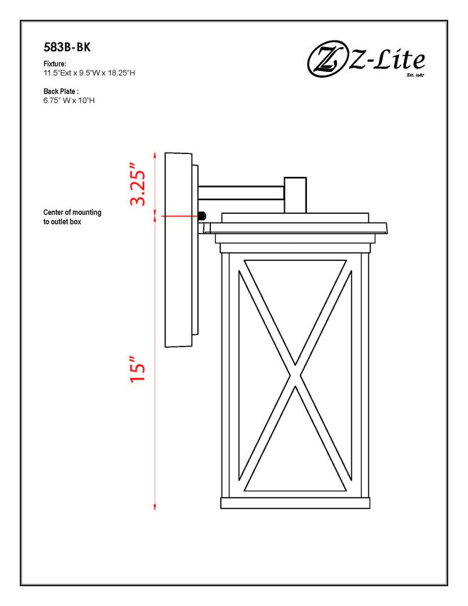 Z-Lite Brookside 10" 1-Light Black Aluminum Outdoor Wall Sconce With Clear Seedy Glass Shade