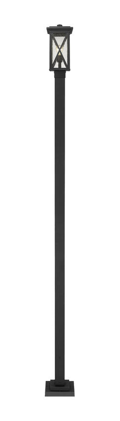 Z-Lite Brookside 10" W x 110" H 1-Light Black Aluminum Clear Beveled Glass Shade Outdoor Post Mounted Fixture